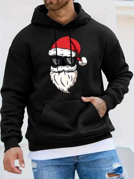 Sweat à Capuche Père Noël pour Homme - Sportif avec Poche Kangourou