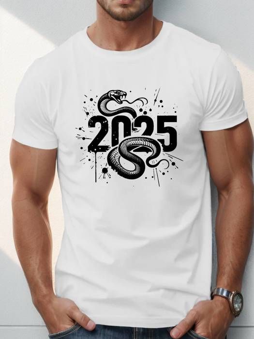 tshirt homme casual manches courtes, année du serpent 2025 motif