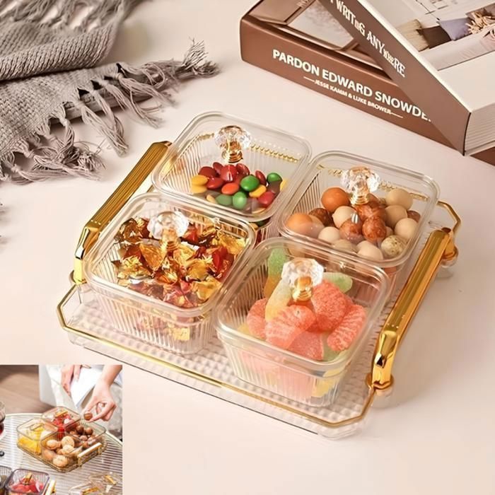 Plateau de Collation Créatif avec Couvercle – Parfait pour Fruits, Noix, Bonbons et Plus
