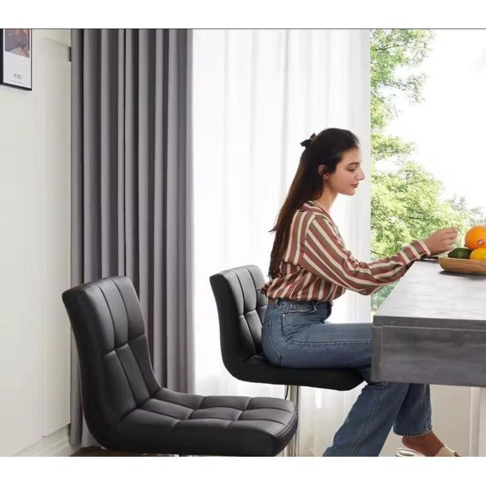 Chaise de bar en cuir noir réglable 82cm de hauteur