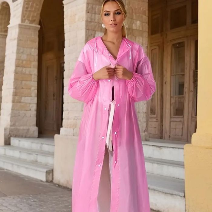 Imperméable Long avec Capuche – Pour Hommes et Femmes – Taille Standard – rose