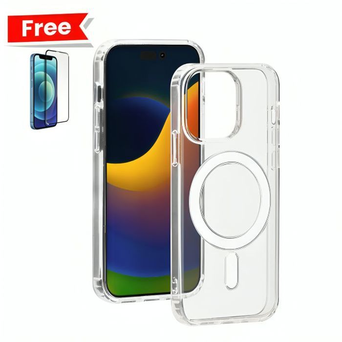 Coque iPhone 12 PRO Magnétique Crystal Clear Transparente compatible avec MagSafe + Incassable Normal Gratuit