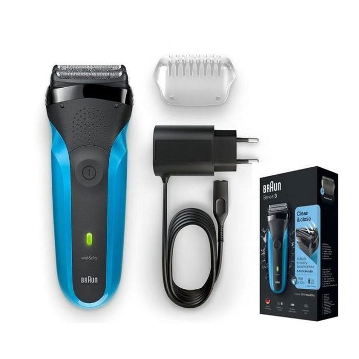 Braun Rasoir electrique série 3 BT 5409 rechargeable Wet Dry clean et close-noir bleu