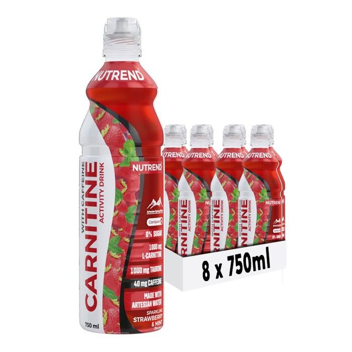 Carnitine activity drink Strawberry & Mint avec cafeine 750ml - Nutrend (8 Unités)