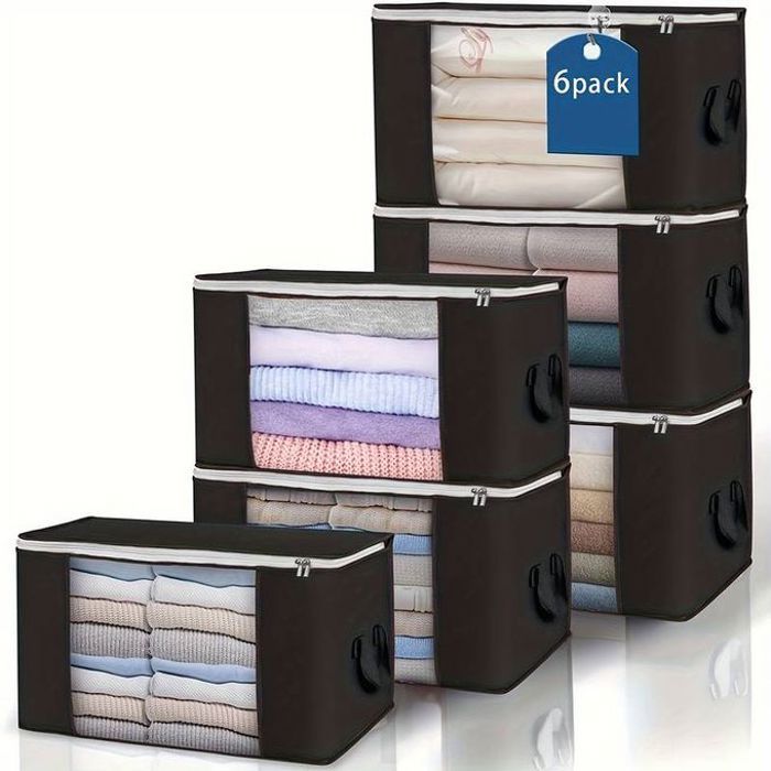 ensemble de 6 sacs rangement économiseur d'espace fenêtres transparentes 90l