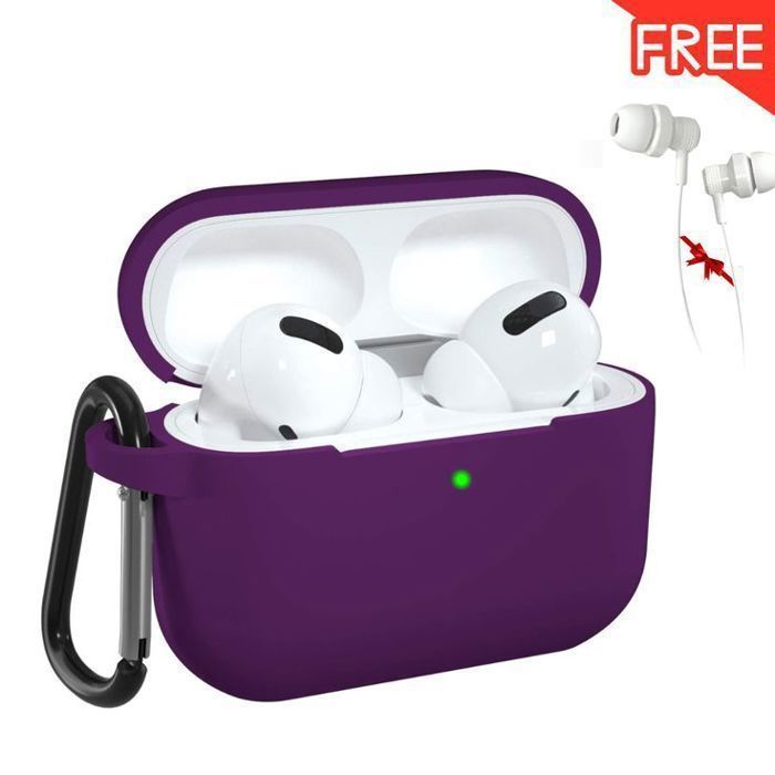 Coque Silicone Mauve Compatible avec AirPods Pro 2ème Génération + Écouteurs Gratuits Offerts