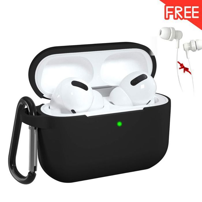 Protection Élégante et Durable – Coque Silicone Noire pour AirPods Pro 2 + Écouteurs Gratuits Offerts