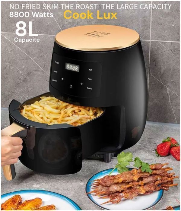 Cook Lux Friteuse à air Fryer sans huile électrique 8800 Watt de capacité 8L four multifonction domestique intelligent écran tactile
