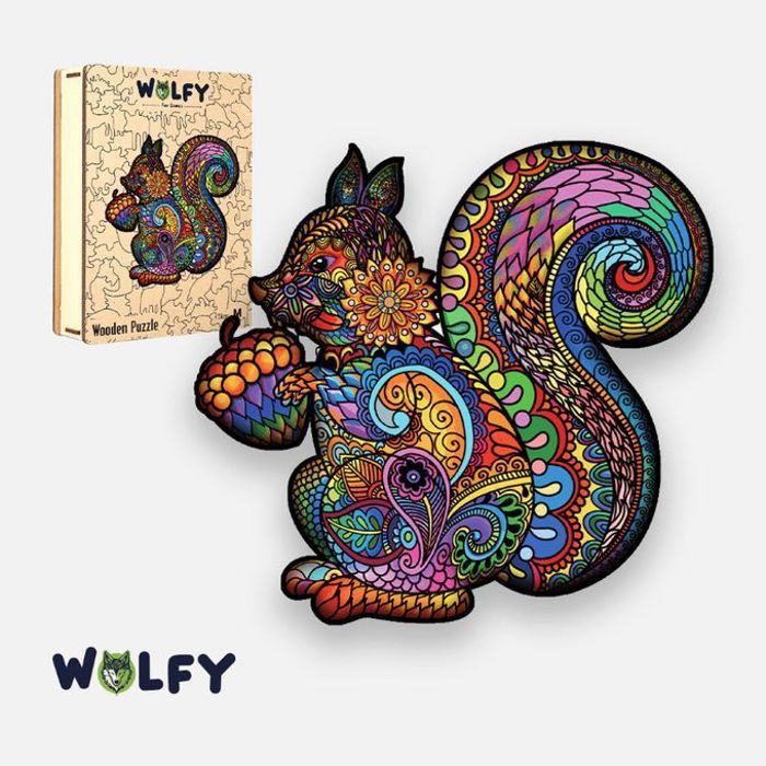 Puzzle en Bois Écureuil Touffu - Pour Adultes et Enfants +12 Ans