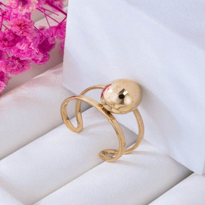 Bague ajustable - Monbijou - BG135 - Acier inoxydable - Doré - Femme
