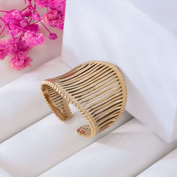 Bague ajustable - Monbijou - BG129 - Acier inoxydable - Doré - Femme