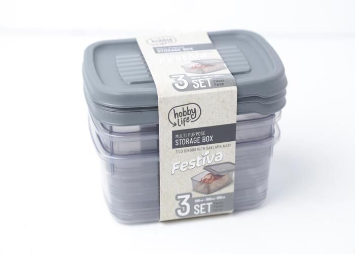 BOÎTE DE RANGEMENT RECTANGULAIRE FESTIVA 3X500 ML