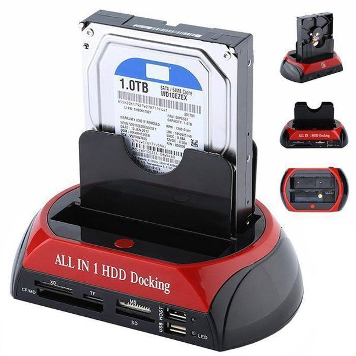 Station d'accueil DOCKING - Multifuntionnel - 3.5"/2.5" SATA/IDE - USB 2.0/eSATA - Lecteur de carte