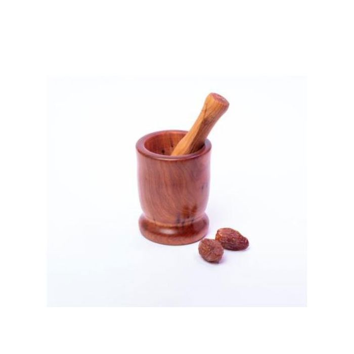 Mortier et Pilon Artisanal à épices en Bois Naturel -  Taille Petit