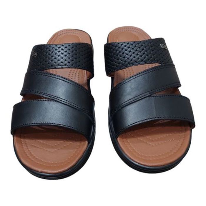 Sandale - HOMME NOIR Cuire Collection - NOIR - Cuir véritable - Confortable - Semelle intérieure douce