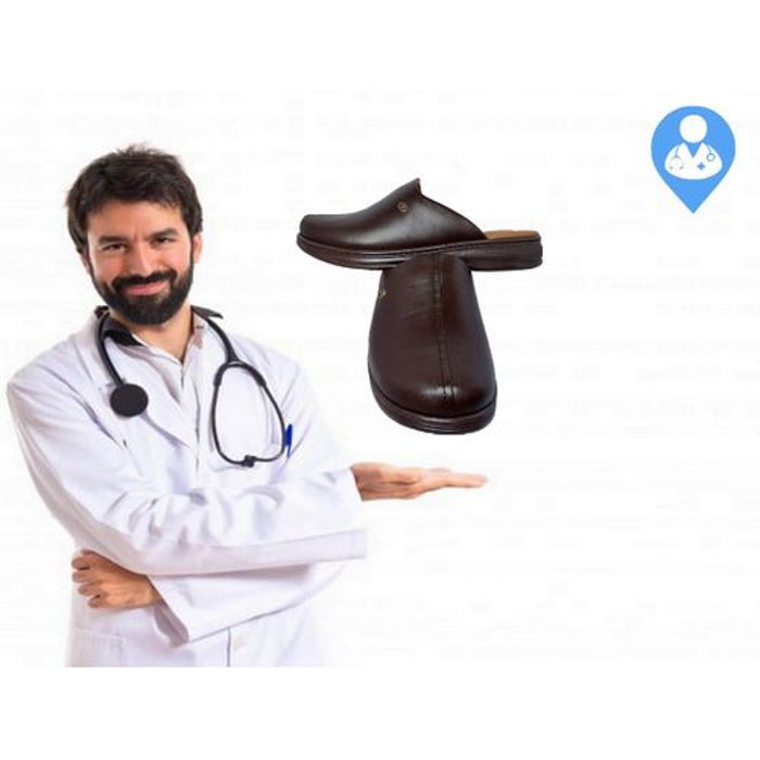 Sabot Médical - SABOT MARRON - Cuir Marron - Confort Médical - Tendance 2023 - Homme