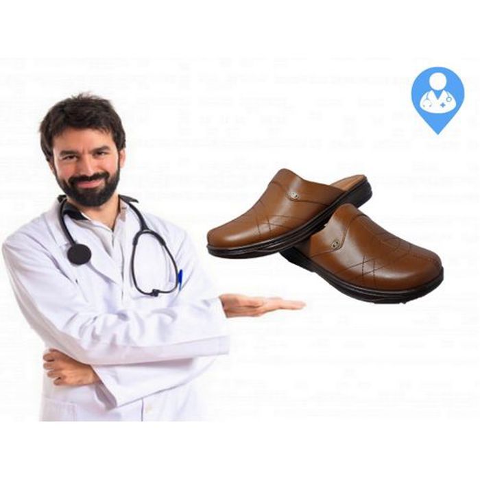 Sabot Médical - TERZ - 43 - Cuir Marron Clair - Confort Médical - Tendance 2023