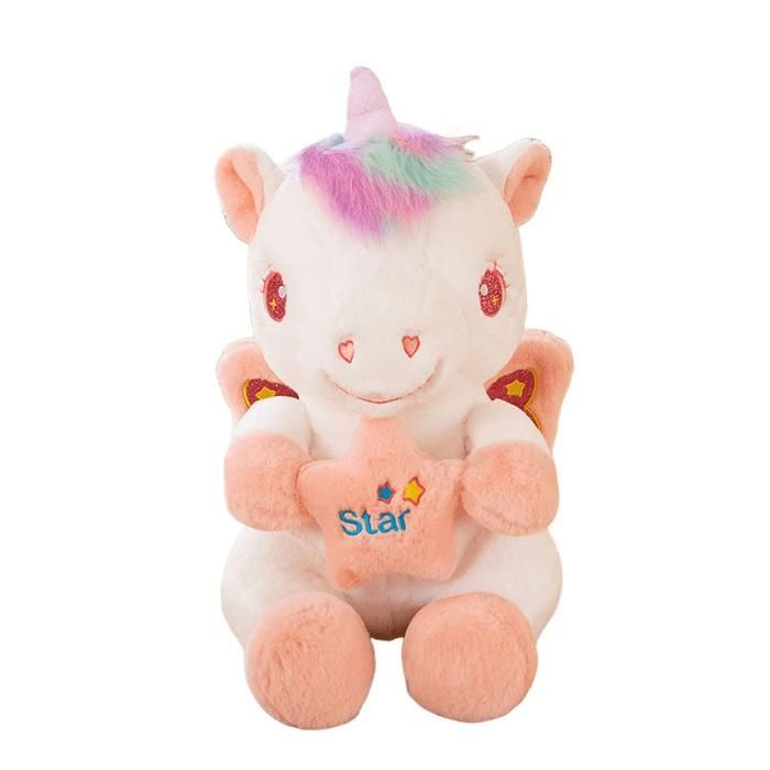 Licorne en Peluche Mignonne Douce avec Ailes Arc-en-Ciel