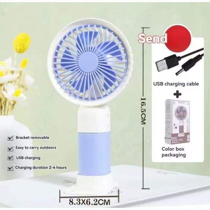Mini Ventilateur électrique Rechargeable USB   avec Support - Couleur Aléatoire