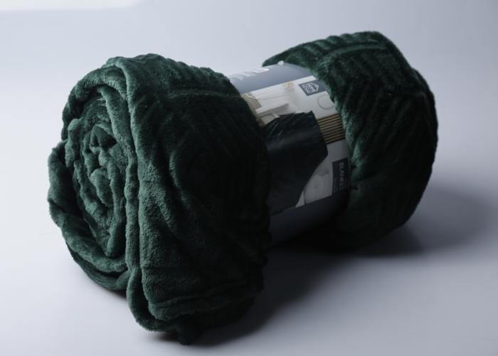 Plaid - TX0121B - Flanelle Embossé - 220x240 cm - Vert - Design Élégant