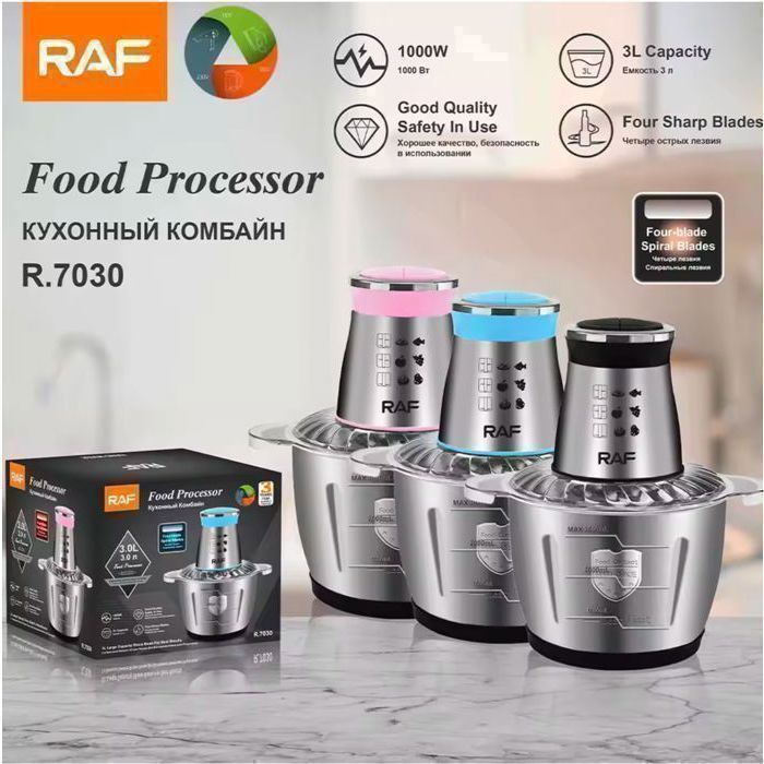 Hachoir Electrique - RAF - R-7030 - 3 Litres - 1000W - Acier Inoxydable