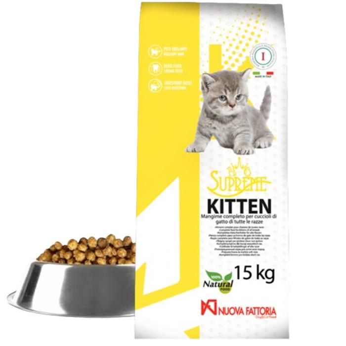 Aliment complet pour chatons - SUPREME CAT - Supreme Cat Kitten - 15kg - Haute appétence - Digestibilité totale