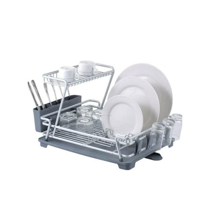 Égouttoir aluminium, organisateur de cuisine, 2 niveaux