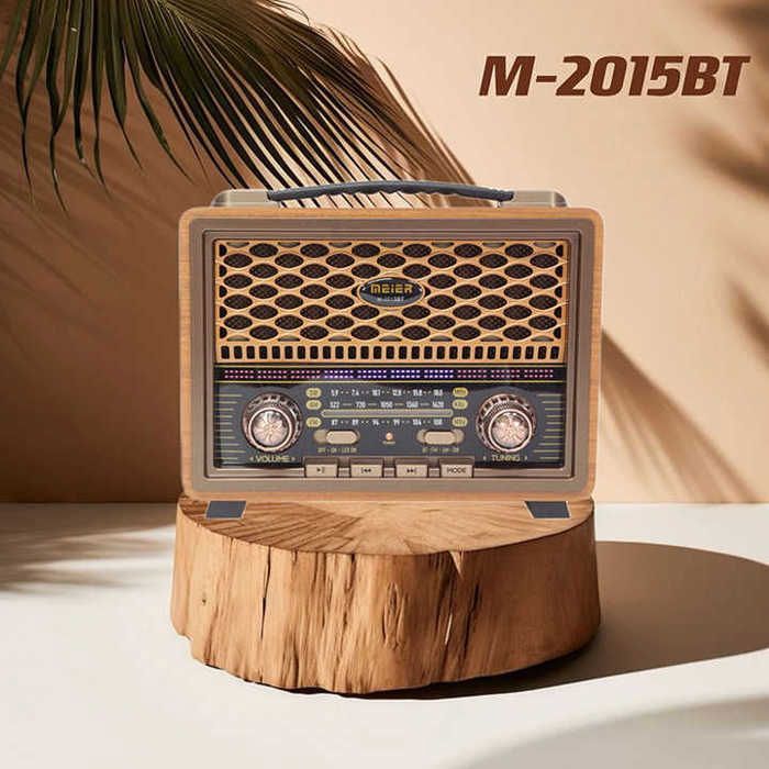 Meier M-2015BT Radio portable rétro AC DC chargée AM FM SW1 SW2 4 bandes stéréo USB TF MP3