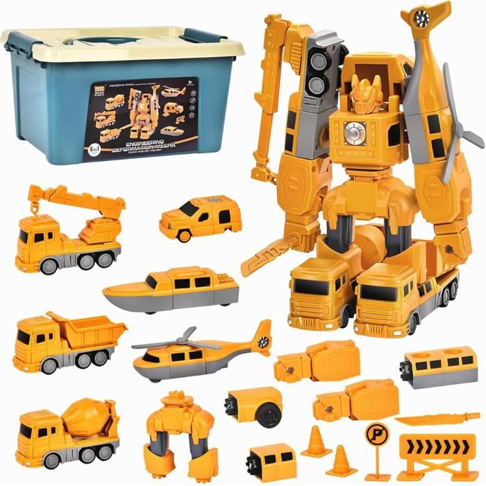 Jeu de blocs magnétiques pour transformer en voiture robot, parfait pour les enfants ( 24 pièce)