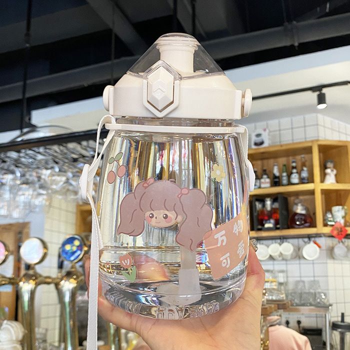 Bouteille d'eau de dessin animé pour filles et garçons , tasse à paille anti-fuite, jus, lait, bulle de thé, clics pour enfant