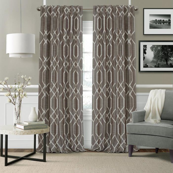 Rideau Fenêtre Jacquard Luxe Avec Anneaux - 140 X 240cm - Beige