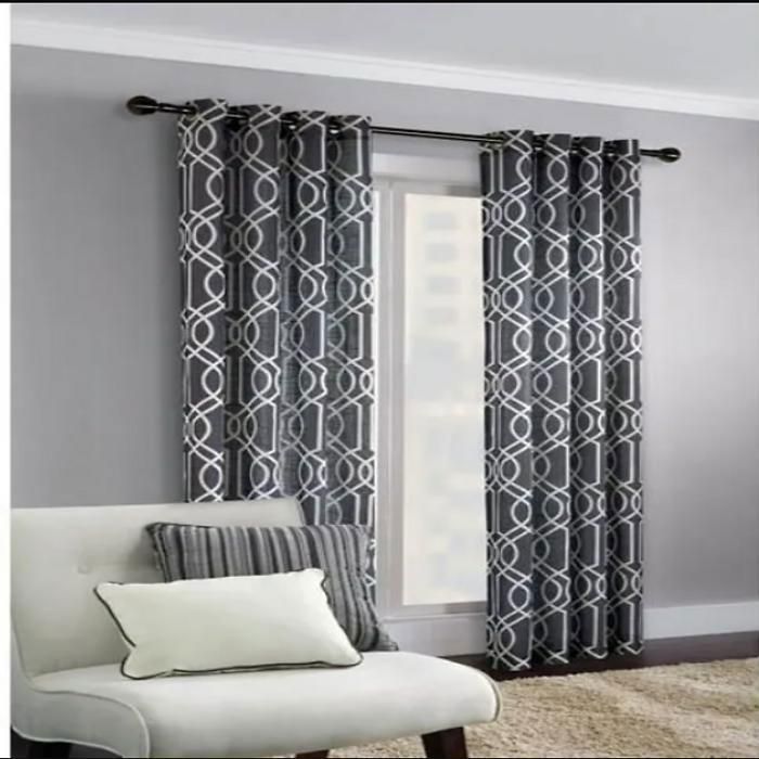 RIDEAU FENETRE JACQUARD LUXE VC ANNEAUX - 140X240CM - GRIS FONCE