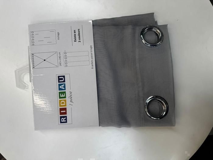RIDEAUX AVC ANNEAUX - 140X240CM - 43GSM S01- GRIS CLAIR