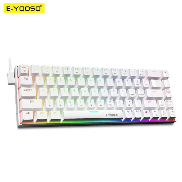 Clavier Pro GAMER E-YOOSO Z686 MÉCANIQUE RED SWITCH PLUGGABLE QWERTY FULL RGB BLANC