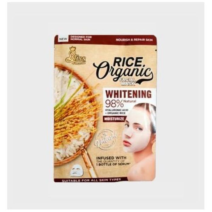 Bliss Masque Visage Riz Bio + Acide Hyaluronique éclaircit et revitalise la peau