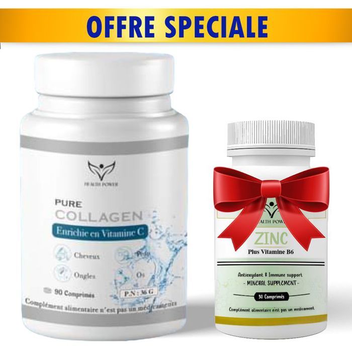 HEALTH POWER PACK PURE COLLAGEN B90 COMPRIMES + ZINC B30 COMPRIMES GRATUITE