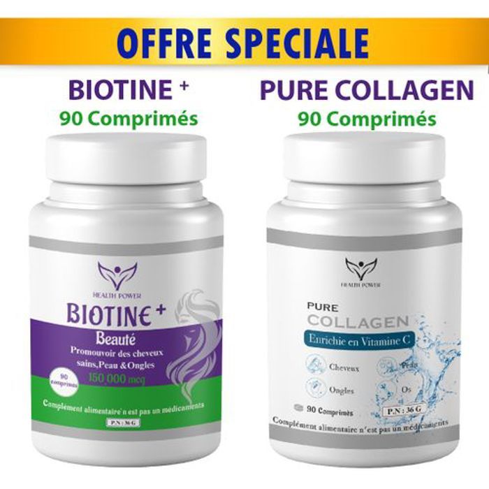 HEALTH POWER PACK PURE COLLAGEN B90 COMPRIMES + BIOTINE 90 COMPRIMES
