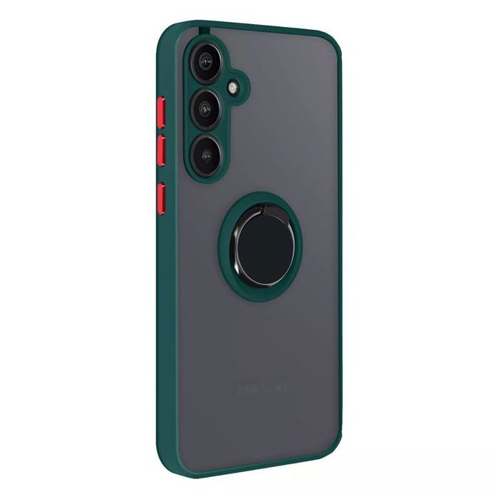 Coque pour Samsung Galaxy A15 avec Bague Métallique et Support  Vert