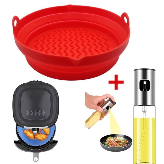 Pack Moule Air Fryer - Silicone - Réutilisable - Compatible lave-vaisselle - Vaporisateur d'huile