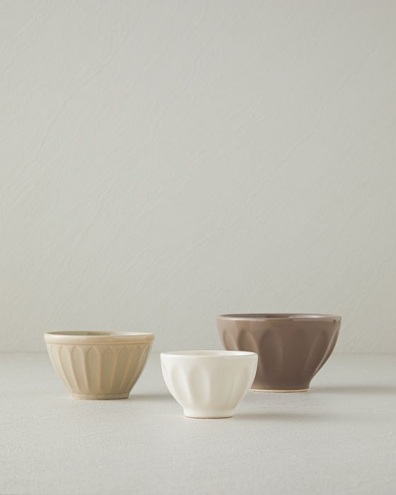 Ensemble de 3 Bols Nude en Céramique, coloris Crème - Beige - Marron, diamètres de 7, 9 et 10 cm