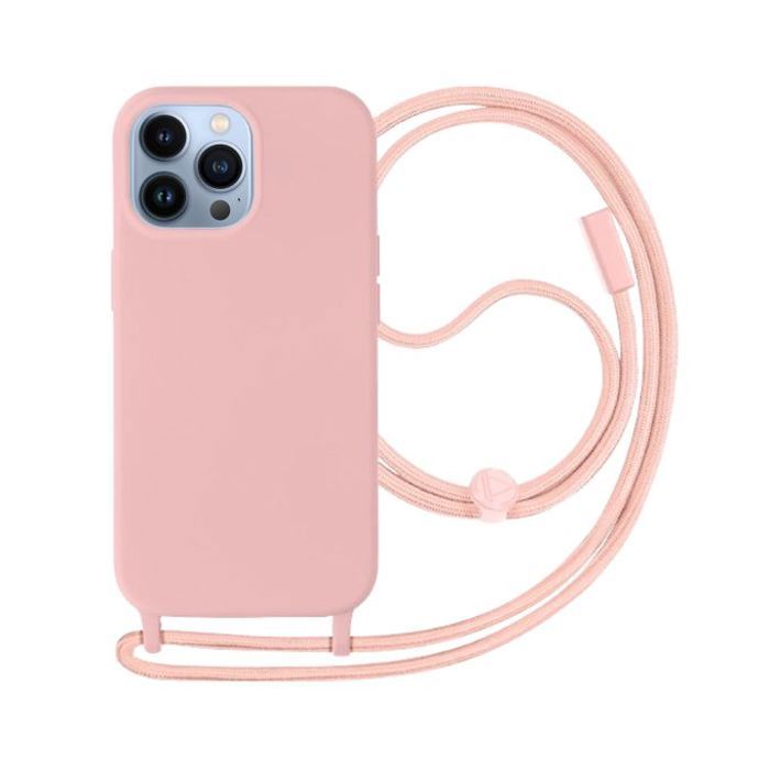 Coque Cordon pour iPhone 13 Pro, Protection Antichoc en Silicone Rose