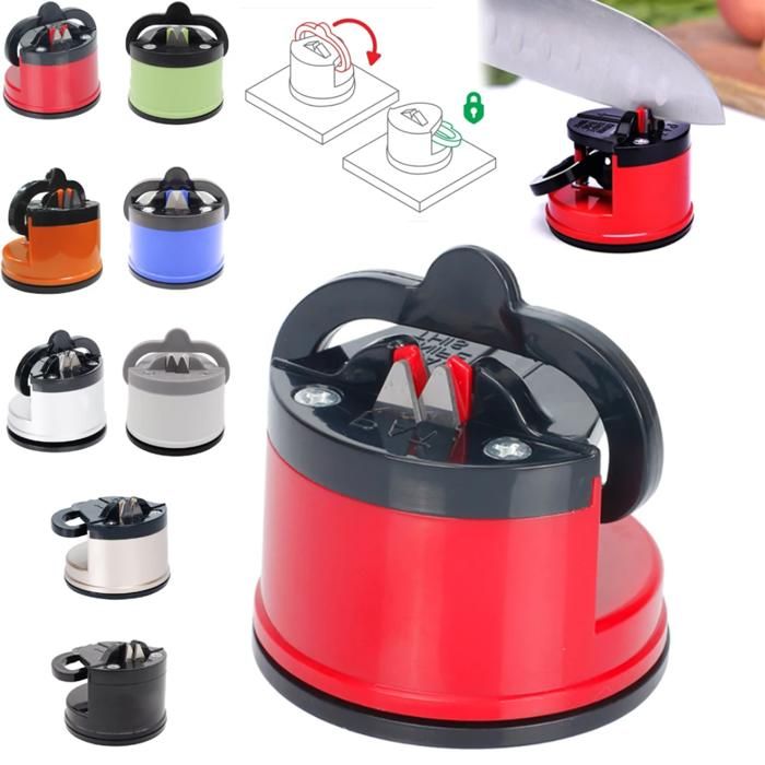 Aiguiseur de couteaux compact avec ventouse pour couteaux de poche et de cuisine.