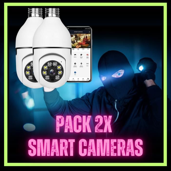 (Lot de 2) Caméra de Surveillance Wi-Fi Intelligente GlamBoost - Vision Nocturne 1080P, Rotation 360°, Détection de Mouvement, Audio
