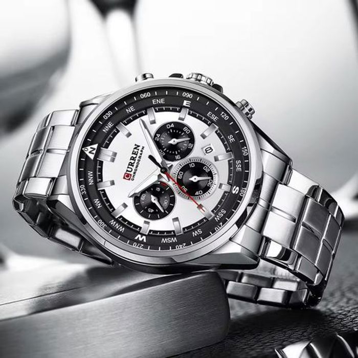 Curren montre supérieure, bracelet étanche pour homme chronographeen acier inoxydable