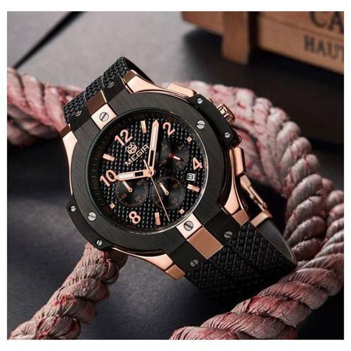 Megir Montre homme Chronographe mouvement de quartz haute marque
