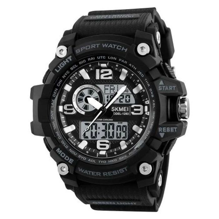 Skmei Montre numérique hommes antichoc étanche double montres LED