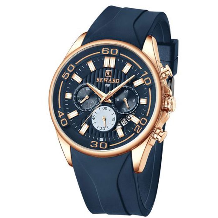 REWARD Montre Simple Bracelet En Silicon Chronographe Pour Homme Bleu