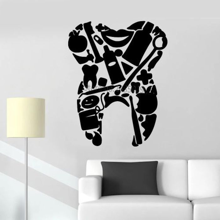 Dental Tools Tooth Shape Vinyl Decals Dentist Office Wall