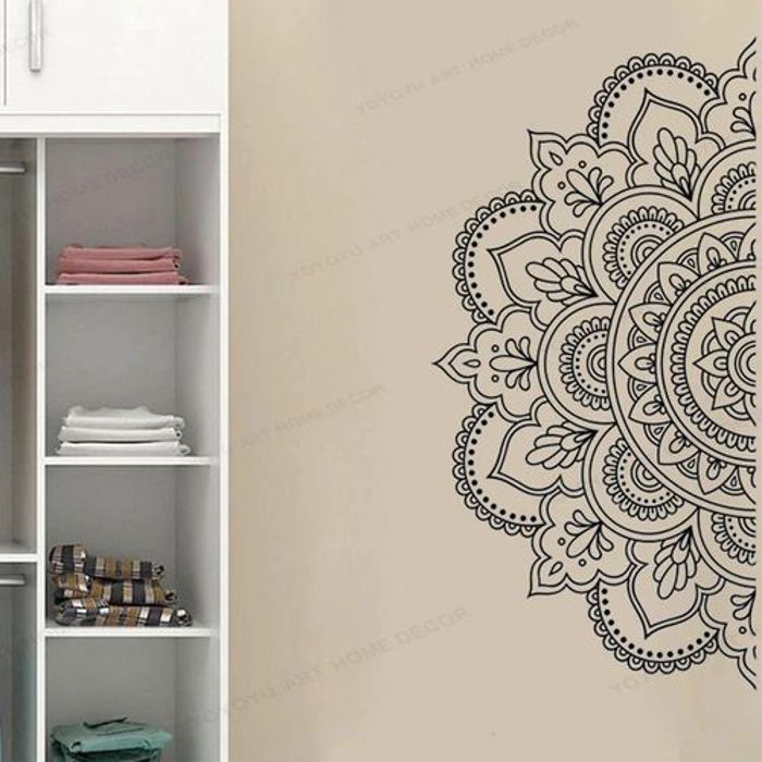 Mandala Wall vinyl Sticker Half Mandala Wall Decal Large Mandala Wall