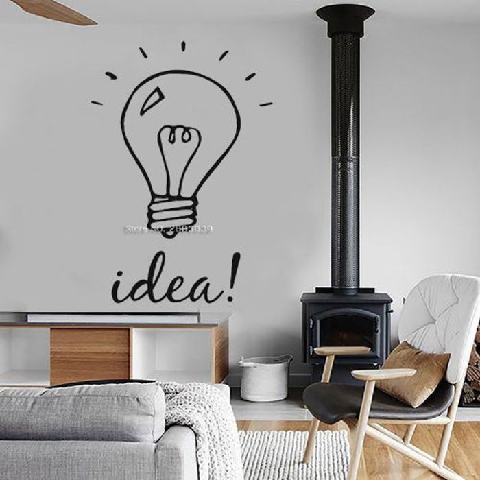 Simple idea light bulb Office Murals Wall Decor Stickers